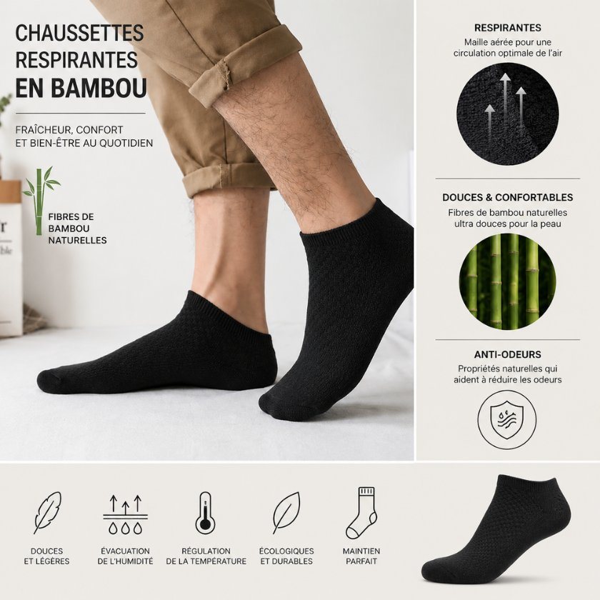 Atmungsaktive kurze Socken – Bambus – 5er-Pack