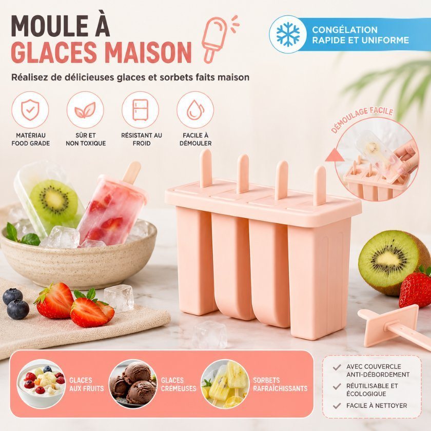 Eisform für selbstgemachtes Eis – 4 Eis am Stiel