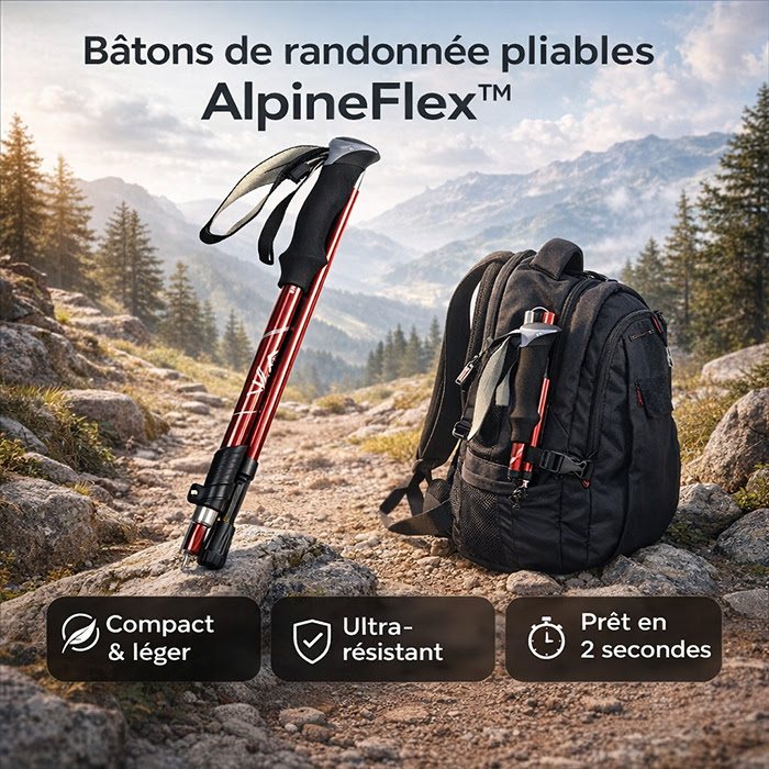 2 AlpineFlex™ Faltbare Wanderstöcke