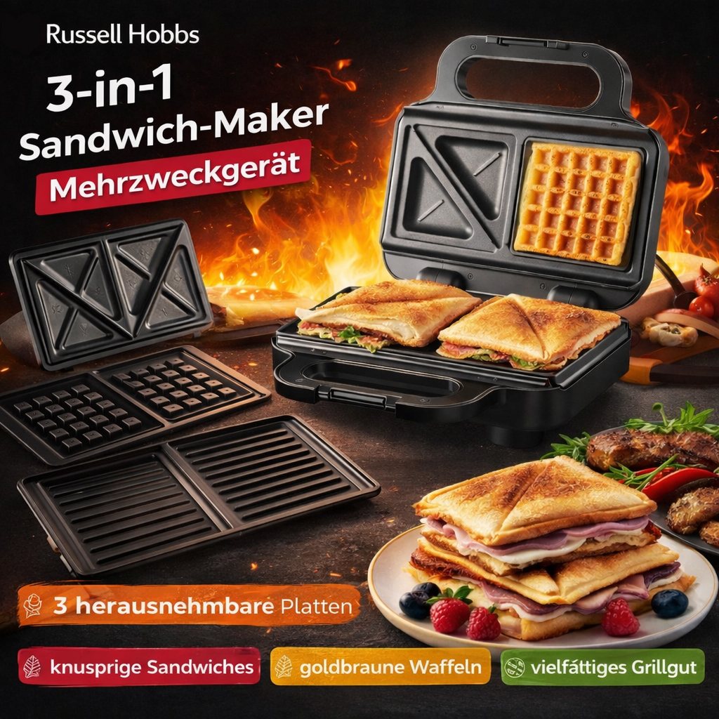 Multifunktionaler 3in1 Sandwich-Maker Russell Hobbs