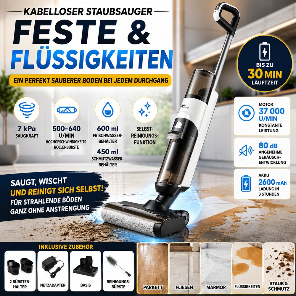 Kabelloser Staubsauger für Feststoffe und Flüssigkeiten