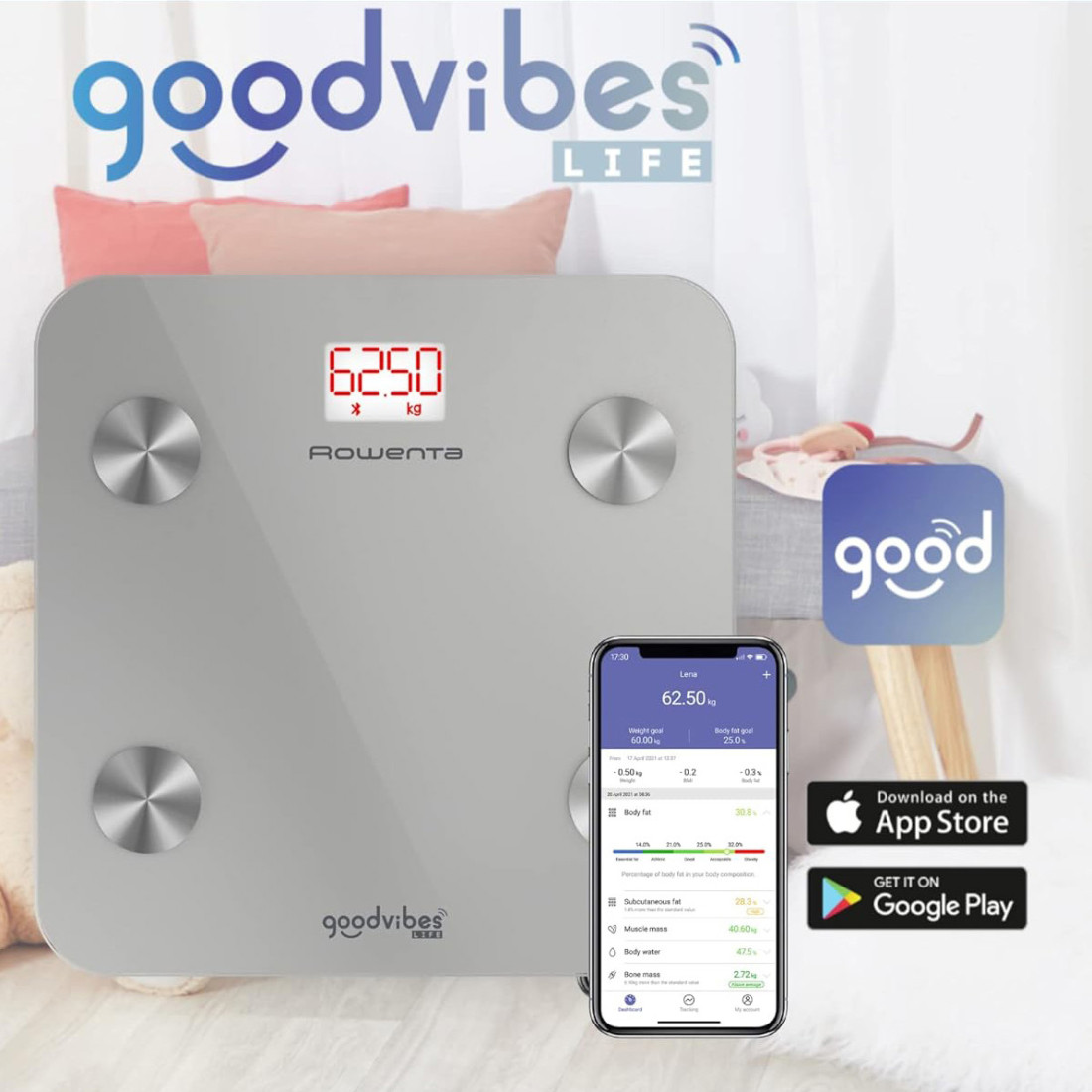 Intelligente Waage Rowenta Goodvibes Life 160 Kg