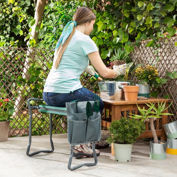 3-in-1-Garten-Kniebank mit Werkzeugtasche