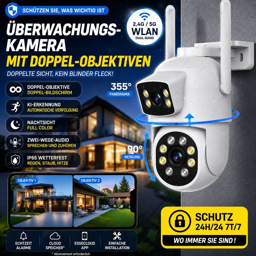 Überwachungskamera mit Doppelobjektiv
