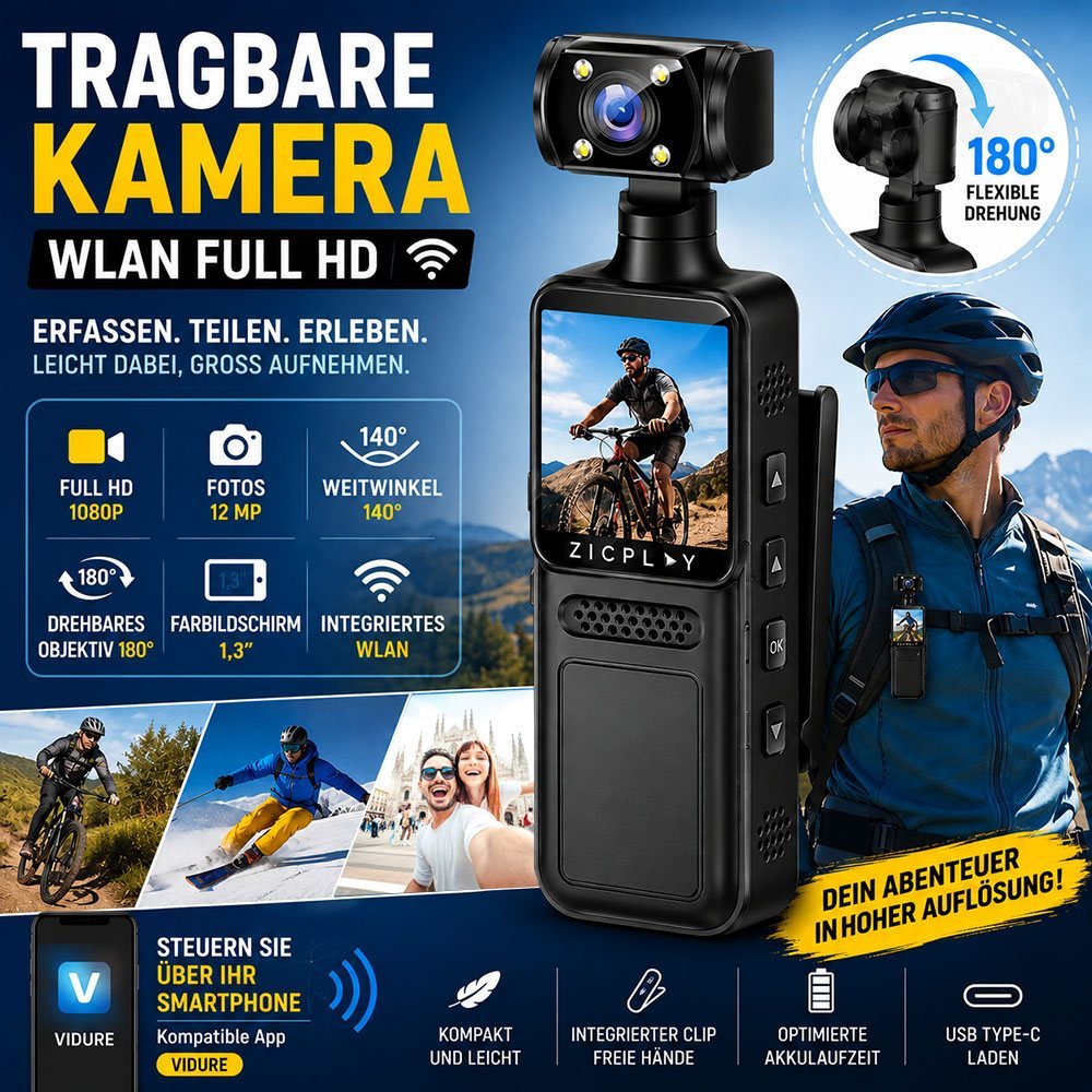 Tragbare WLAN-Full-HD-Kamera