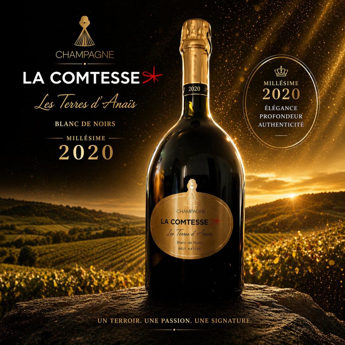 Champagner La Comtesse – Blanc de Noirs – Jahrgang 2020 – Les Terres d'Anaïs
