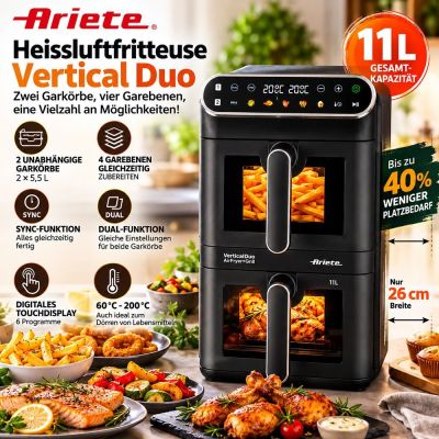 Ariete Vertical Duo 11L Heißluftfritteuse