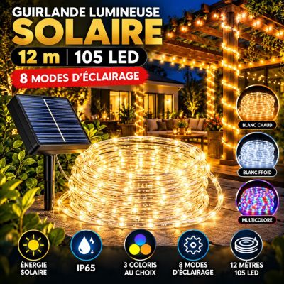 Guirlande Lumineuse Solaire 12 m 8 Modes