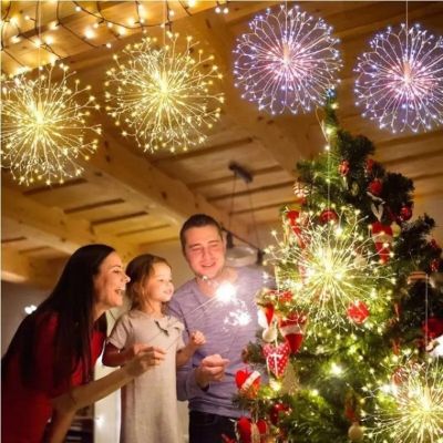 Set de 2 Guirlandes LED Feu d'Artifice Pissenlit de Noël / 20 cm
