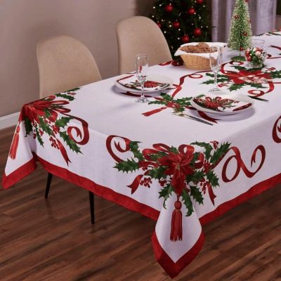Nappe de table de Noël en polyester / 140 x 240 cm