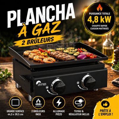 Plancha à gaz 2 brûleurs