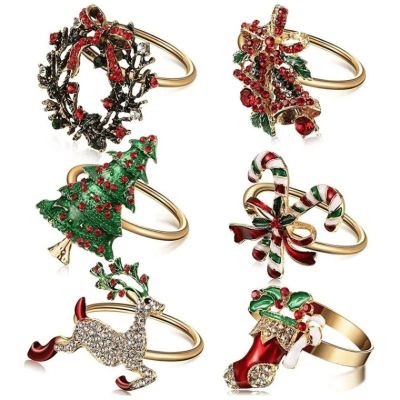Lot de 6 ronds de serviette de Noël / 4cm
