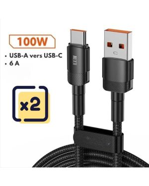 Lot de 2 câbles Charge rapide de 1 mètre USB-A vers USB-C