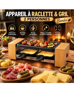 Appareil à Raclette & Gril 2 Personnes Bamboo