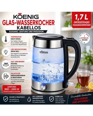 Kabelloser Koenig Glas-Wasserkocher 1,7 L