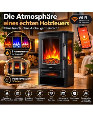 Elektrischer Panorama-Kamin mit 3 Seiten
