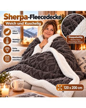 Weiche und flauschige Sherpa-Fleecedecke 120 x 200 cm