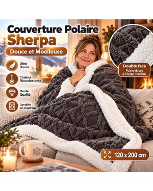 Couverture Polaire Sherpa Douce et Moelleuse 120x200 cm