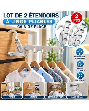 Lot de 2 Étendoirs à Linge Pliables Gain de Place