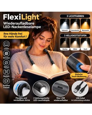 FlexiLight™ Wiederaufladbare LED-Nackenleselampe