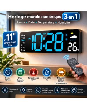 Horloge murale numérique 3 en 1