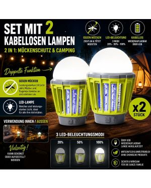 2er-Pack Drahtlose 2-in-1-Lampen Anti-Mücken und Camping