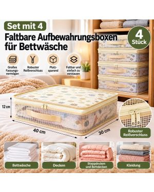 4er-Set faltbare Aufbewahrungstaschen für Bettwäsche