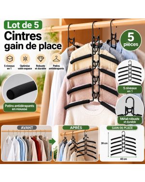 Lot de 5 cintres gain de place