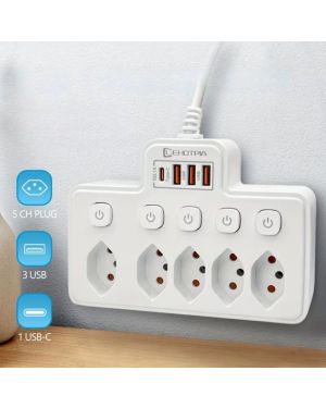 Steckdosenleiste mit Schaltern, 5...