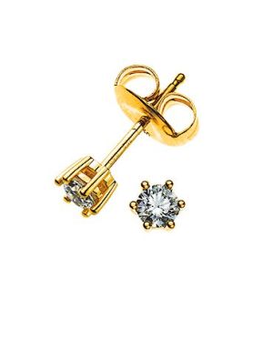 Ohrstecker Solitär Olyssa Essentials | Gelbgold 18k - 2 Diamanten 0.10ct. - 6 Griffe