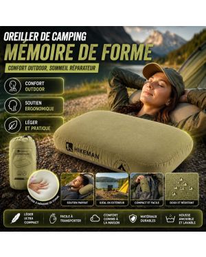 Oreiller de Camping Mémoire de Forme – Confort Outdoor