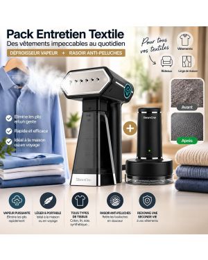 Pack Défroisseur vapeur + Rasoir anti-peluches