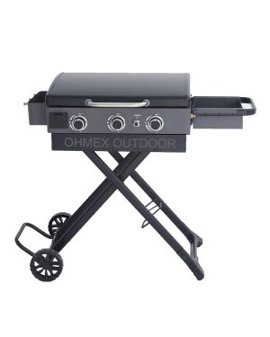 Plancha à gaz 3 brûleurs Ohmex Avec chariot pliable