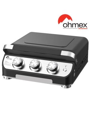 Plancha à gaz 3 brûleurs Ohmex Avec couvercle