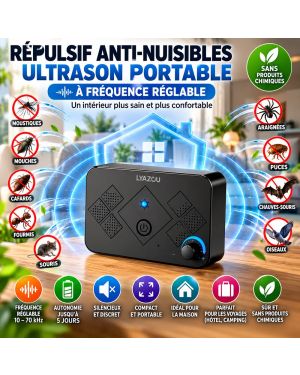 Répulsif Anti-Nuisibles Ultrason Portable à Fréquence Réglable
