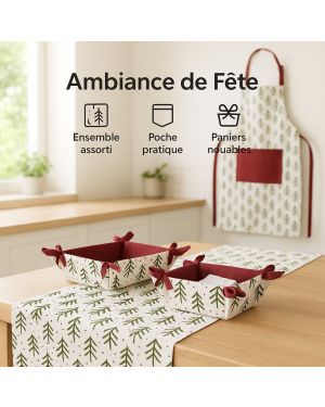 Ensemble assorti - Tablier, Chemin de Table et Paniers