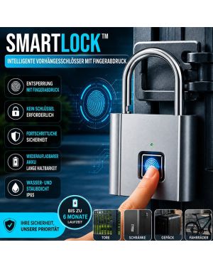 SmartLock™ - Intelligentes Vorhängeschloss mit Fingerabdrücken