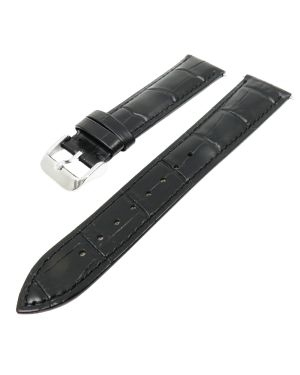 Leder Uhrenarmband Dark Elegance - Schwarz Kroko-Optik 20/18
