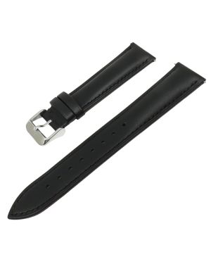 Leder Uhrenarmband Dark Elegance - Schwarz Glatt 20/18