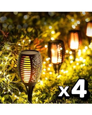 FlammaLight™ – Set de 4 Torches Solaires LED
