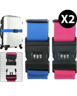 TravelLock™ – Lot de 2 Sangles de Valise Sécurisées à Code