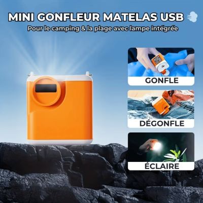 Mini-USB-Luftpumpe für Luftmatratzen mit integrierter Lampe