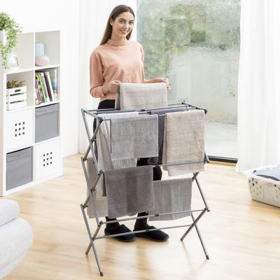 Étendoir à Linge Métallique Pliable 11 Barres