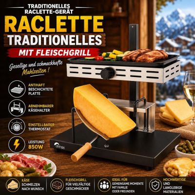 Traditioneller Raclette-Grill mit Fleischgrill