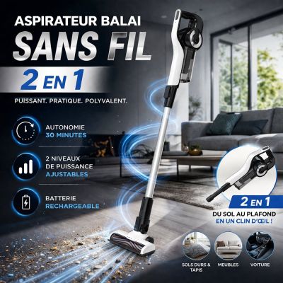 Aspirateur balai sans fil 2 en 1