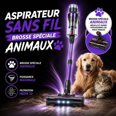 Aspirateur sans fil Schneider avec brosse spéciale animaux