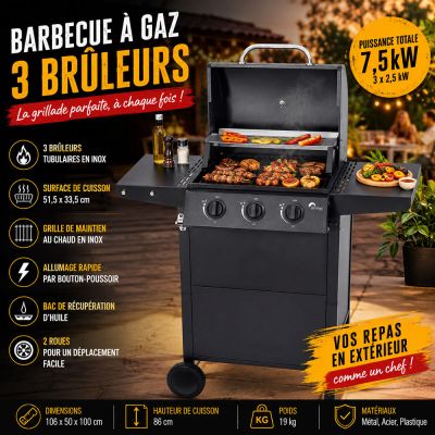 Barbecue à gaz 3 brûleurs