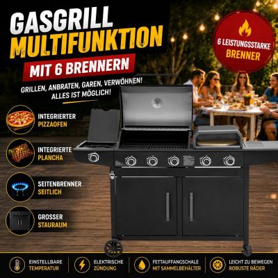 Multifunktionaler Gasgrill mit 6 Brennern
