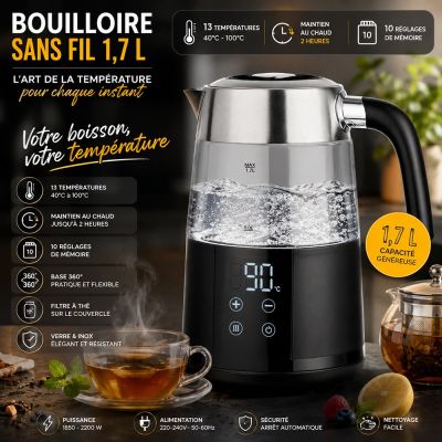 Bouilloire sans fil 1,7 L