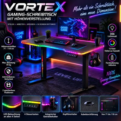 Höhenverstellbarer Gaming-Schreibtisch Vortex